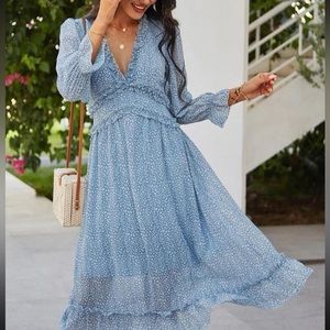 Shein Light Blue Ruffle Dress.
